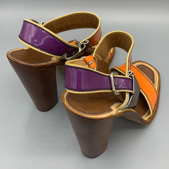 Prada Orange and Purple Sandals in Patent Leather (38,5)  - FL-SH-022 - Picture 7 of 11